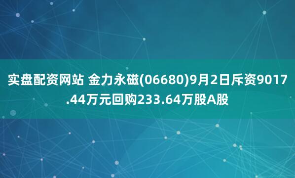 实盘配资网站 金力永磁(06680)9月2日斥资9017.44万元回购233.64万股A股